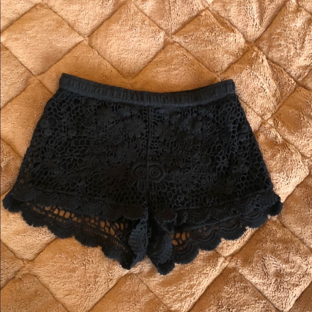 Black lace lined shorts